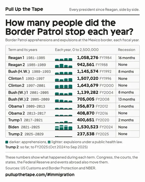 Image to share: How many people did the Border Patrol stop each year? The chart shows every term side by side, with its source and the site’s address.